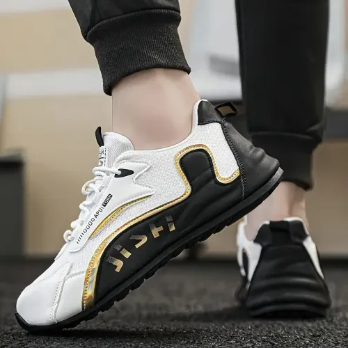Men's new mesh casual, fashionable, lightweight, comfortable, breathable sports shoes BLACK