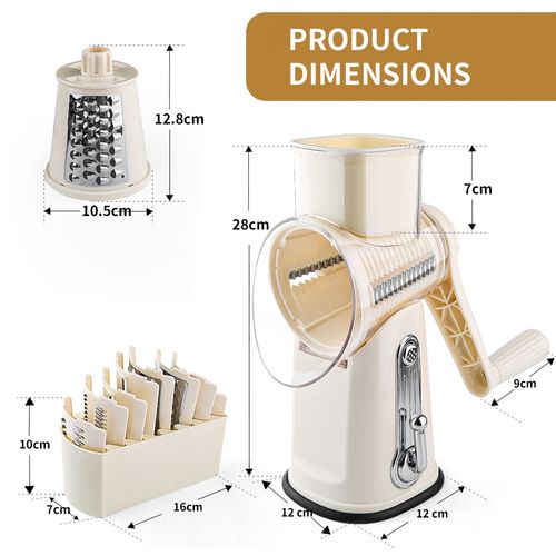 2025 Rotary Cheese Grater 5 Stainless Steel Blades Mandoline Vegetable Slicer