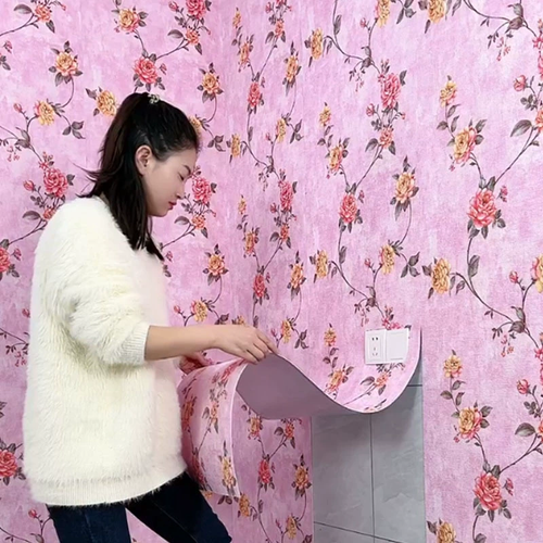 Linen Wallpaper Self-adhesive Waterproof Moisture-proof and Moldy Resistant 3D Wall Stickers Home Living Room Wall Decoration