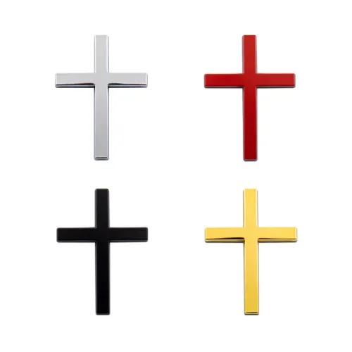 4pcs Car Styling 3D Metal Sticker Christian Cross Auto Body Emblem Badge Decal Stickers