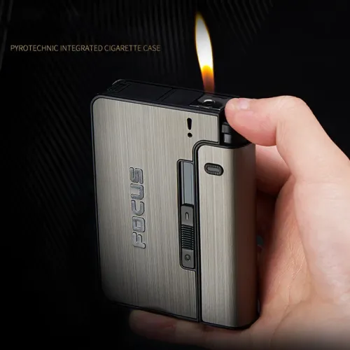Portable Automatic Cigarette Case Metal Cigarette Holder Box for 8pcs King Size Cigarette,Lighter Not Included,Gift for Men Dad