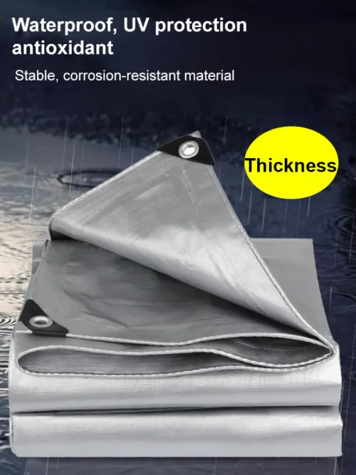Heavy Duty Tarp Cover Waterproof Tarpaulin UV Resistant Protective Cover with Grommet for Garden Porch Emergency Rain Shelter