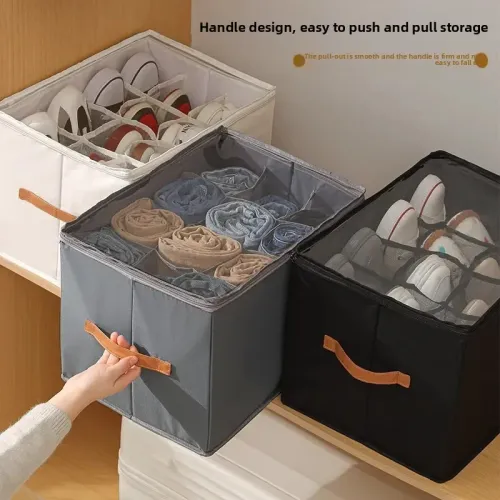 Fabric Shoe Organizer Storage Box – Foldable, Large Capacity, Dustproof & Breathable for Closet & Bedroom