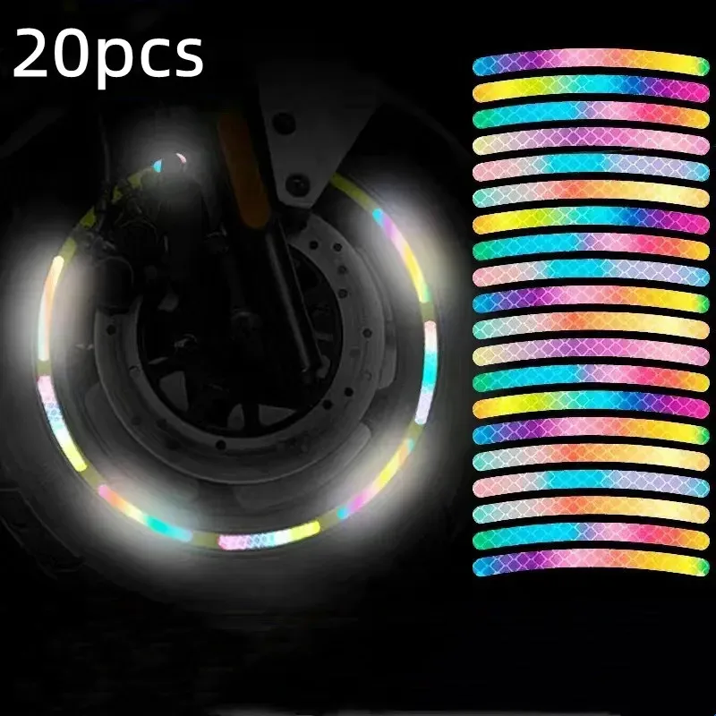 100pcs Bicycle Reflective Sticker for Bike Wheels Rainbow Red White Sticker for Car Motocycle Night Safety Warning Sticker