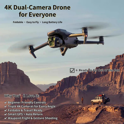 🚁 4K HD Camera Drone – Perfect for Travel, Photography & Gifting 📦 Foldable · Easy to Fly · Long Battery Life