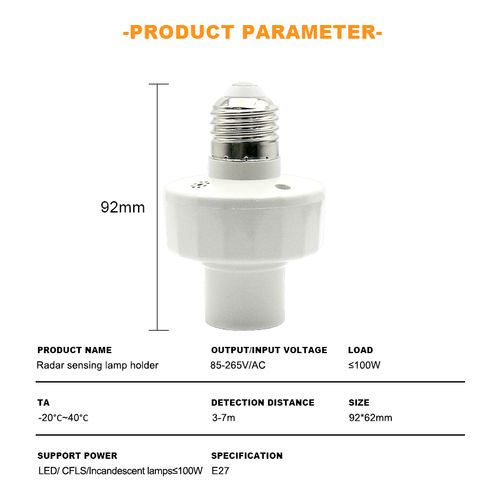 Motion Sensor Light Socket 2piece