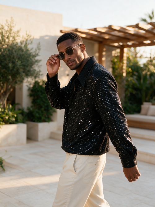 Black sequin suit jacket