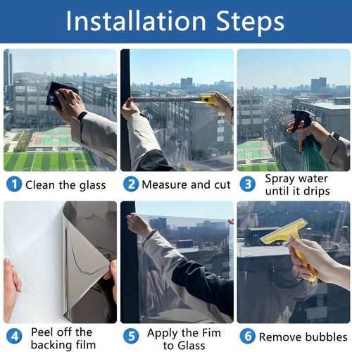 5pcs No Glue Static Cling Window Heat Insulation Film Sun Blocking Cooling Privacy Glass Sticker for Living Room Bedroom Balcony