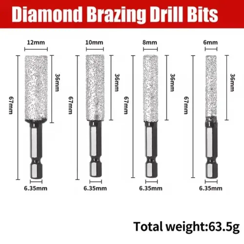 4pcs Hex Shank Brazed Hole Opener for Drilling and Grinding