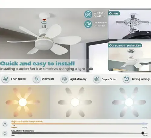 🔥LAST DAY 49% OFF🔥2-in-1 Socket Fan Light