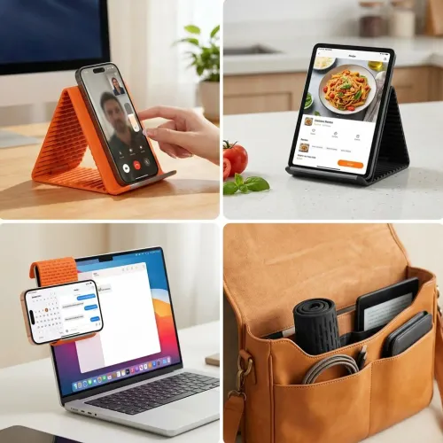 2PCS Creative Silicone Phone Stand - Flexible Foldable Transformable Desk Tablet Laptop Holder Travel Accessory