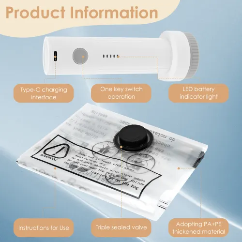 11-Piece Vacuum Storage Bag Set (Includes USB Electric Pump) — Rapid Compression, Double Zipper Lock, Triple Seal — Designed for Luggage Storage