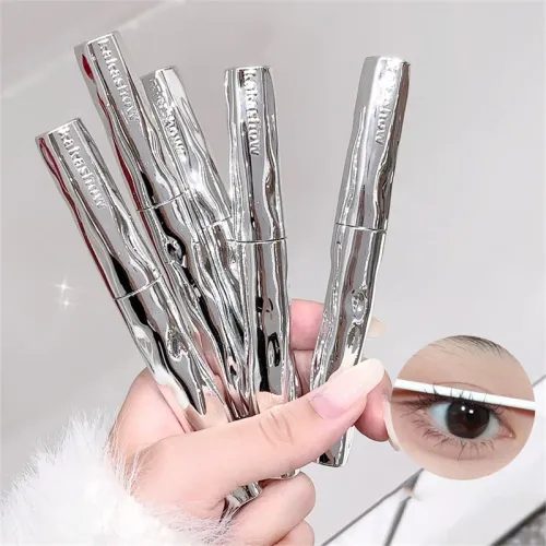 1 pc Silver Silk Fiber Matte Mascara Makeup Ultra-Fine Brush Lengthens Eyelashes Waterproof Fast Dry Eyelash Extension Mascara Makeup