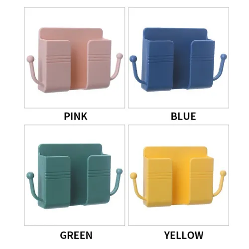 1Pc  Punch Free Wall Mount Phone Plug Holder Mobile Phone Charging Stand Air Conditioner TV Remote Control Storage Box