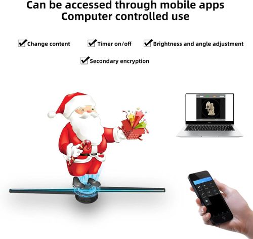 3DhologramFan, Holographic Fan Holographic Projector  Supports WiFi Connection  HD LED Portable Design 42CM 3D Led Fan Display