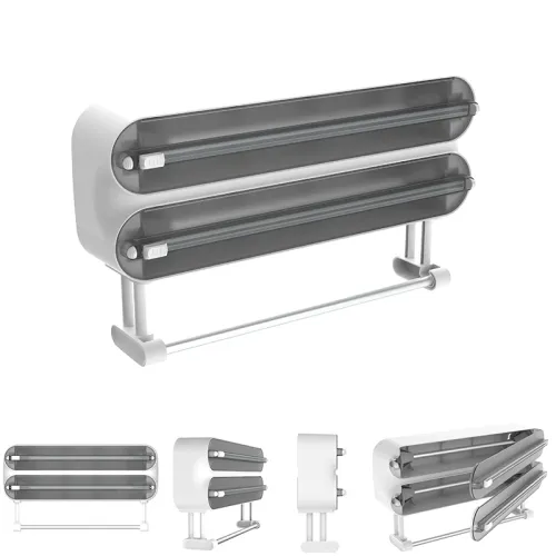 functional Aluminum Film Wrap Cutter WallMount Paper Towel Holder Cling