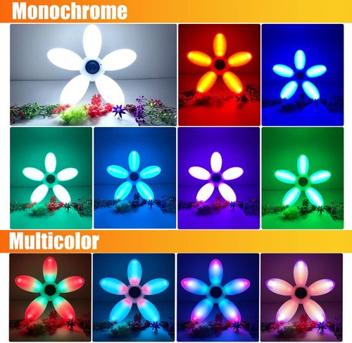 Smart light bulb music synchronous LED five leaf fan dimmable E27 base 360 deformable speaker light party lighting