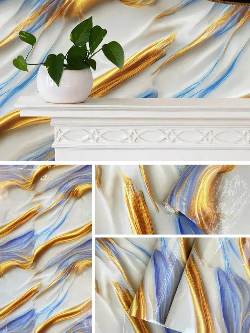 60*300cm Smooth Marble Pattern Self-adhesive Wallpaper Oil Resistant and Waterproof Stickers Furniture Renovation Self-adhesive Wallpaper