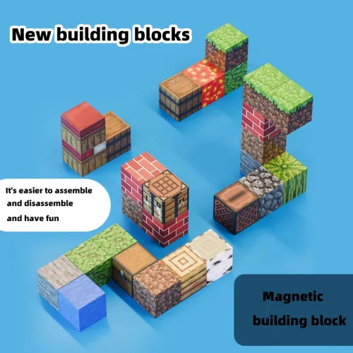 Magnetic Building Blocks Montessori STEM Educational Sensory Toys for Mine World Kids Boys Girls Ages 3+ DIY Magnet Cube Gift