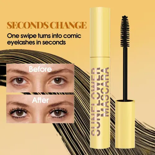 Waterproof sweat resistant long lasting mascara formulated with natural fibers to lengthen curl  volumize available in two shades Black and Brown
