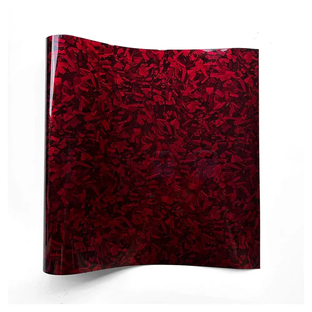 High Glossy Forged Carbon Fiber Vinyl Film Red Crystal Self-Adhesive Wrap Foil Car Motorcycle Hood Sticker Decal Auto Accessorie