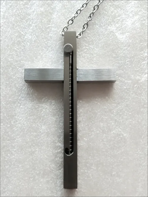 Stainless Steel Cross Toothpick Pendant Necklace Retractable Adjustable Length Push-pull Fruit Pick Exquisite Tooth Cleaning