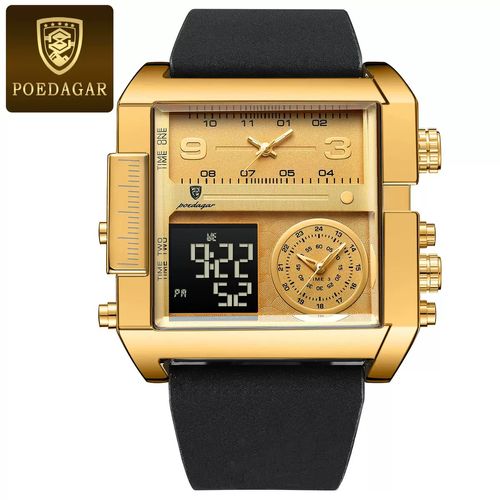 Swiss Brand Fashion Luxury Men's Watch  Water-Resistant, Luminous, Date & Day Display Multifunctional Digital Quartz Men's Watch