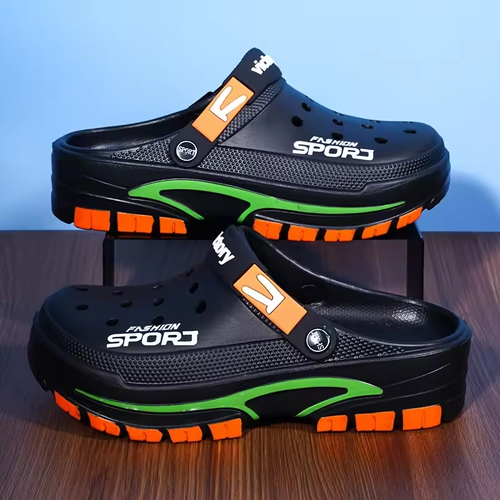 Men's New Spring and Summer Color-Blocking Trendy Comfortable Thick-Soled Eva Casual Fashion Lightweight Clogs, Suitable for Home, Outdoor, and Daily Commuting