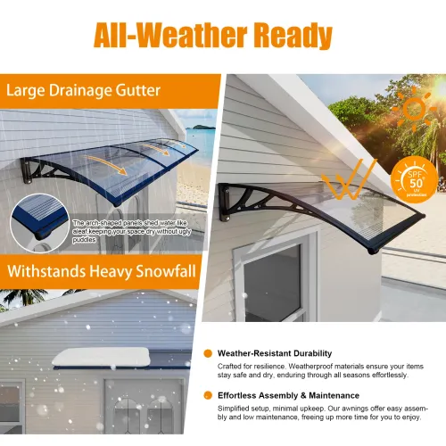 Weatherproof Door Awning Cover for Porch and Entryways