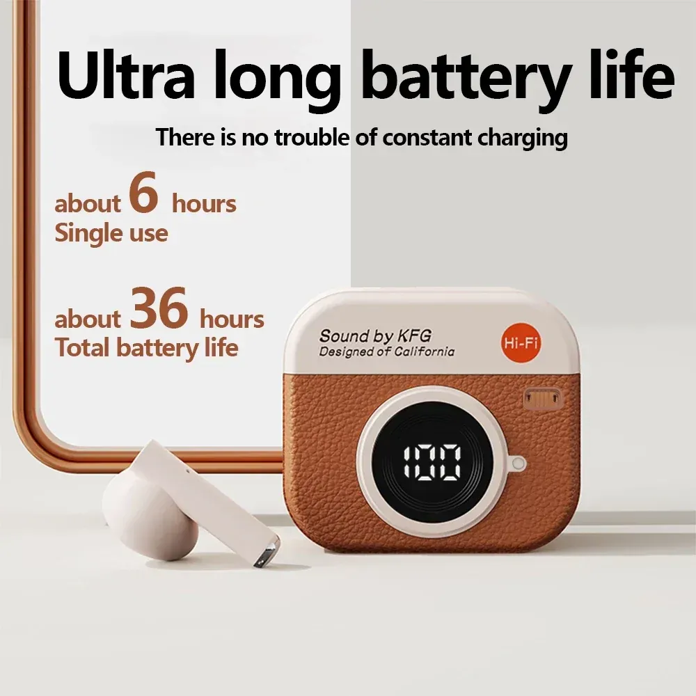 Waterproof Retro Hi-Fi Wireless Bluetooth Earphones with Noise Cancelling