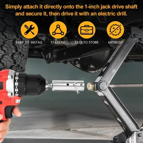 Trailer Jack Drill Adapter Fits 1 Inch Jack Drive Shaft Stainless Steel Handle Socket Bit Attachment