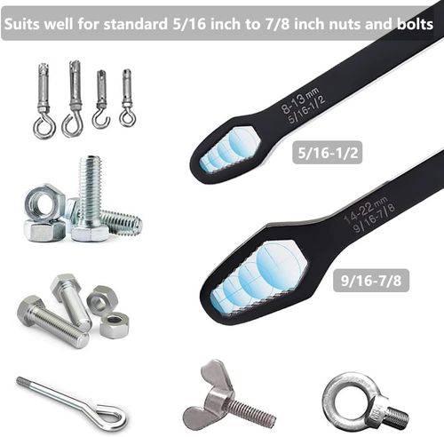 2pcs Multifunctional Wrench Set Self Adjustable Wrench Universal Double Ended Wrench for 8mm-22mm Nuts, 220mm and 260mm Total Length