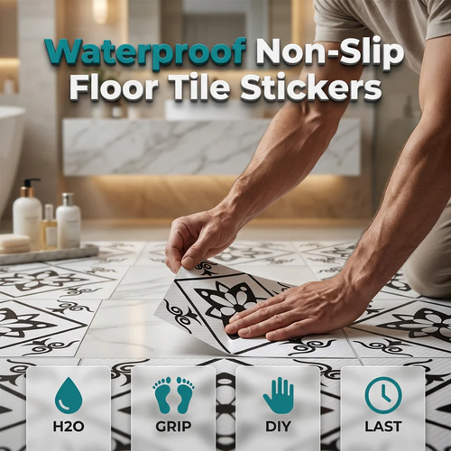 ⏳Limited-time 50% off⏰Waterproof & Non-Slip Floor Tile Stickers for Kitchen & Bathroom🛀