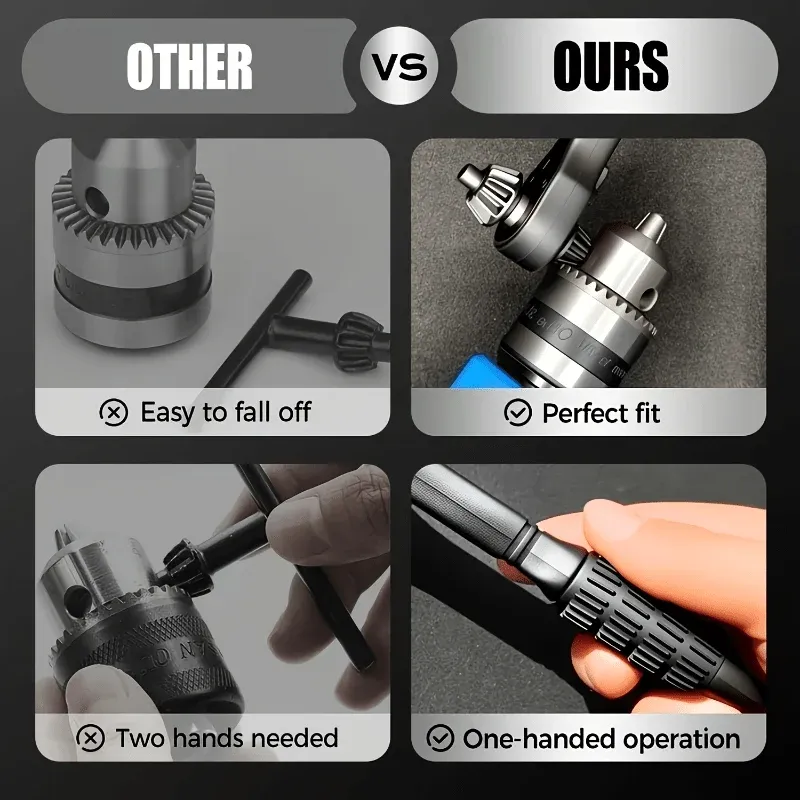 Mini Ratchet Wrench Set, Quick Release  Ratchet Handle with 3pcs Drill Chuck Adapter, Portable Hand Repair Tool for Drill