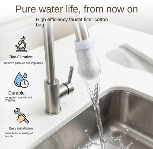 200 pcs Universal Faucet Filter Cotton Anti-splash Thickened Faucet Filter with strap