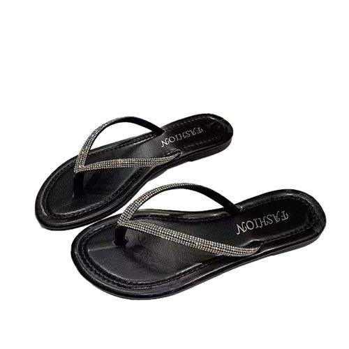 Rhinestone Slippers Women New Summer Shoes Women Fashion Bling Flip Flops Soft Comfort Flat with Slippers Gold Beach Sandals