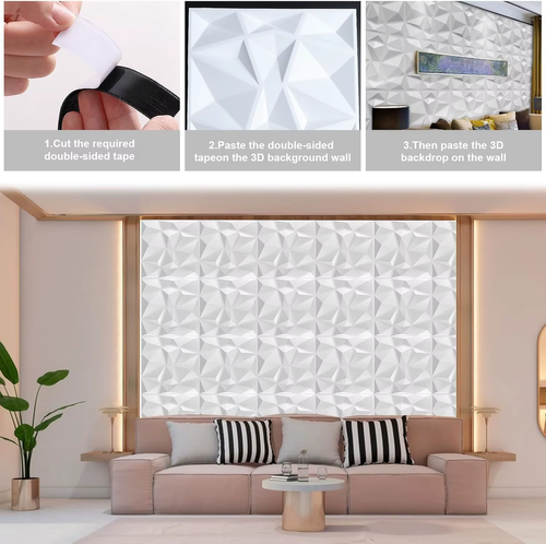 8pcs 30*30cm 3D Wall Stickers Ceiling Bedroom Wallpaper Room Decor Anti-collision Background Waterproof Peel and Stick Decoration