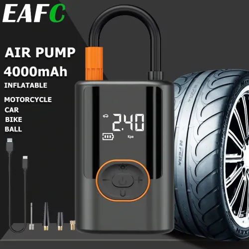 Electric Air Pump 4000mAh Rechargeable Inflatable Car Tire Inflator Wireless Charging Digital Display Air Compressor Pump
