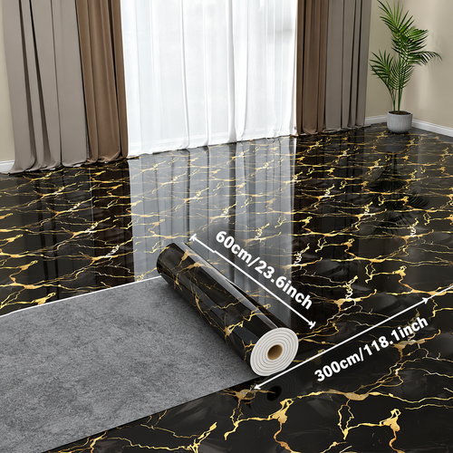 60×300cm Waterproof and Oil-Proof Gold-Vein Marble Pattern Floor Sticker