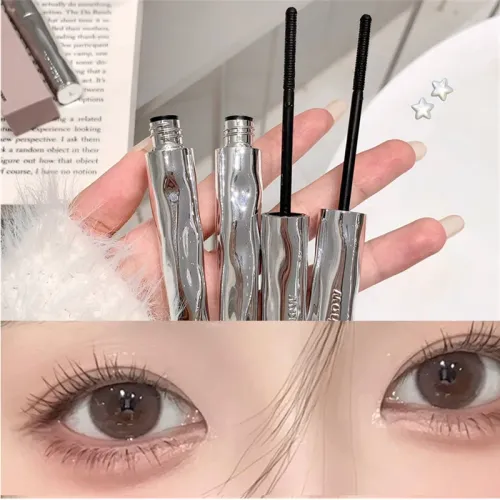 1 pc Silver Silk Fiber Matte Mascara Makeup Ultra-Fine Brush Lengthens Eyelashes Waterproof Fast Dry Eyelash Extension Mascara Makeup