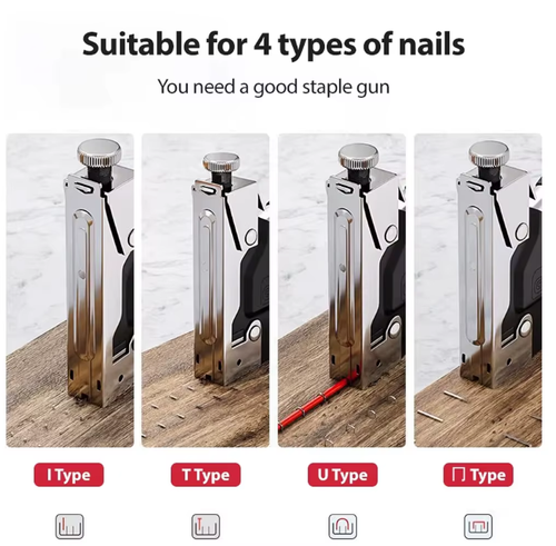 4-in-1 Manual Nail Gun Tool Heavy Duty and 800Pcs Staples for DIY Home