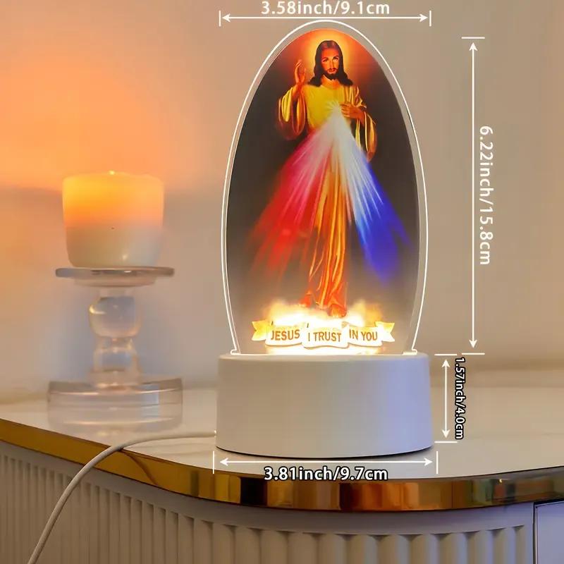 Jesus Night Light, Carved Jesus Figure, I Believe You Night Light, Church Memorial Religious Home Decor, Energy Saving LED Desk Lamp