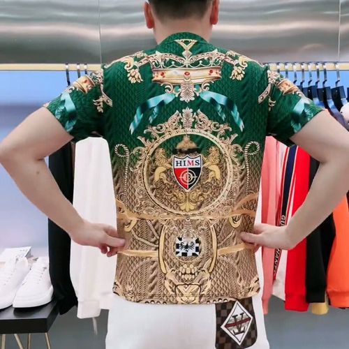 High-end, affordable-luxury, royal-style yellowish-green T-shirt