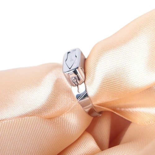 Stainless Steel Ring: Geometric & Minimalist Adjustable Open-Band Ring with Concealed Blade—Gold & Black Self-Defense Jewelry (Hidden Weapon)