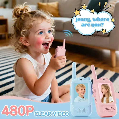 2PCS Kids Video Walkie Talkies USB Charging Indoor and Outdoor High Definition Intercom Children's Toys Birthday Gifts Ages 3-12