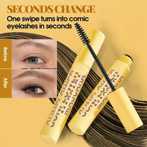 Waterproof sweat resistant long lasting mascara formulated with natural fibers to lengthen curl  volumize available in two shades Black and Brown