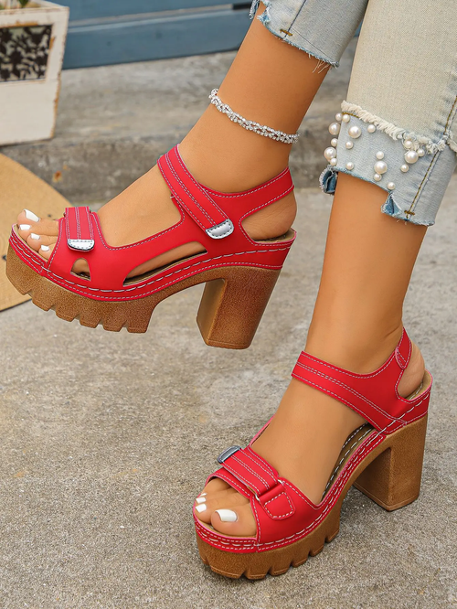👡 FLASH SALE: 50% OFF! 🏖️ Women's Platform One-Strap Sandals – Adjustable Velcro, Cushioned Insole & Anti-Slip Grip ✨