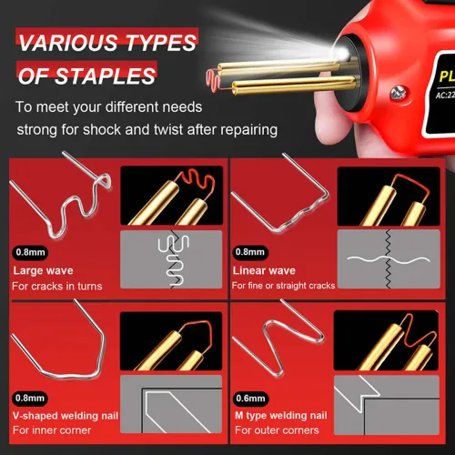 100W Portable Plastic Welder Hot Stapler Plastic Repair Kit Car Bumper Crack Kayak Repair Plastic Welding Machine Soldering Iron