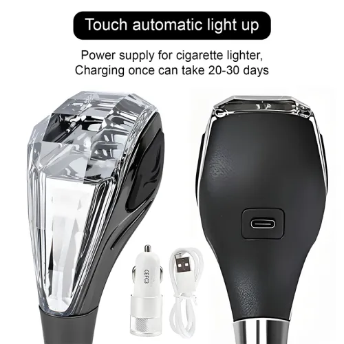 Crystal Gear Shift Knob LED Universal Black Titanium Color Suitable For Toyota, Kia, Mitsubishi, Lexus, Chevrolet, Honda, Nissan