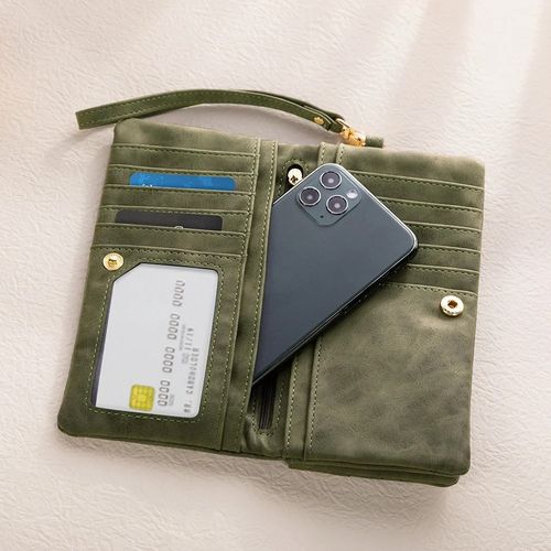 Custom Name Watercolor Birth Flower Tri-Fold Wristlet Wallet, Leather Card Holder with Wrist Strap